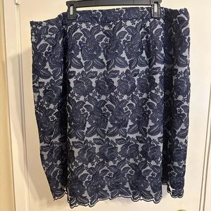 Talbots navy blue floral lace skirt
